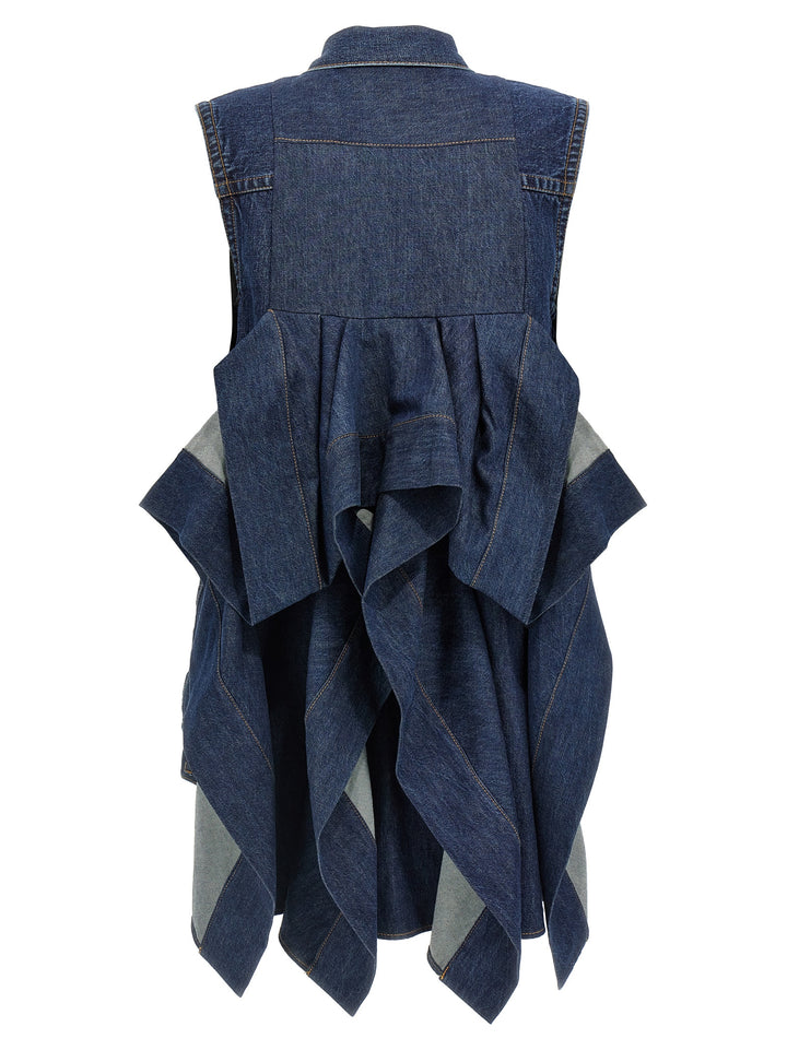 Sacai Ruffled Denim Dress Abiti - Blu | 1f4f50c99947496108d84decca61c1262c087673