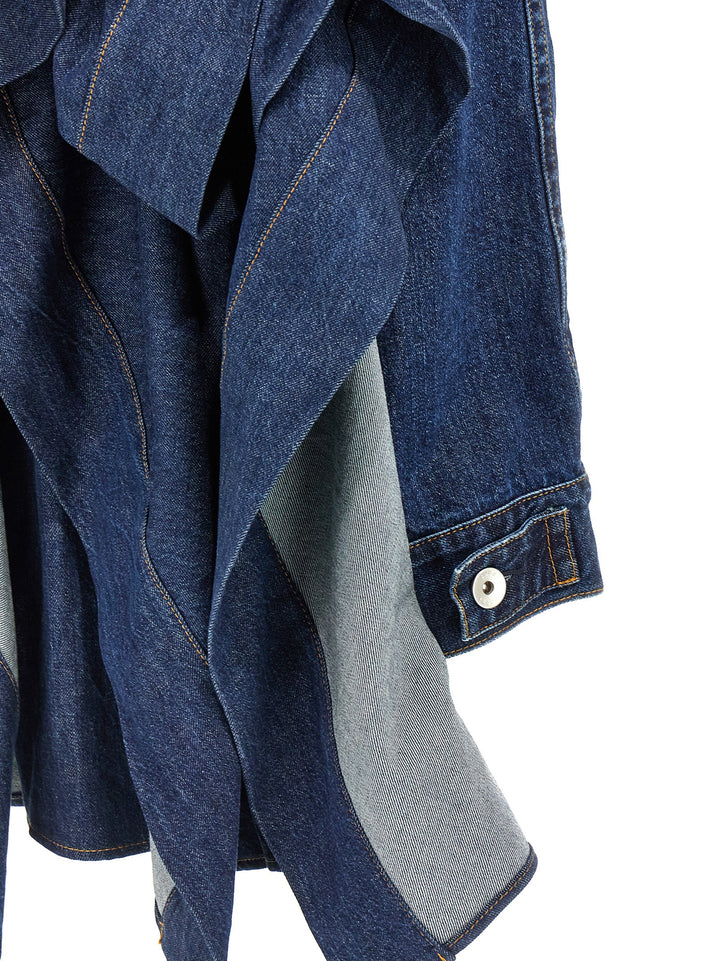 Sacai Ruffled Denim Dress Abiti - Blu | 04c5539386ff90f5b4ef4b424478cd3cc4d6f45b
