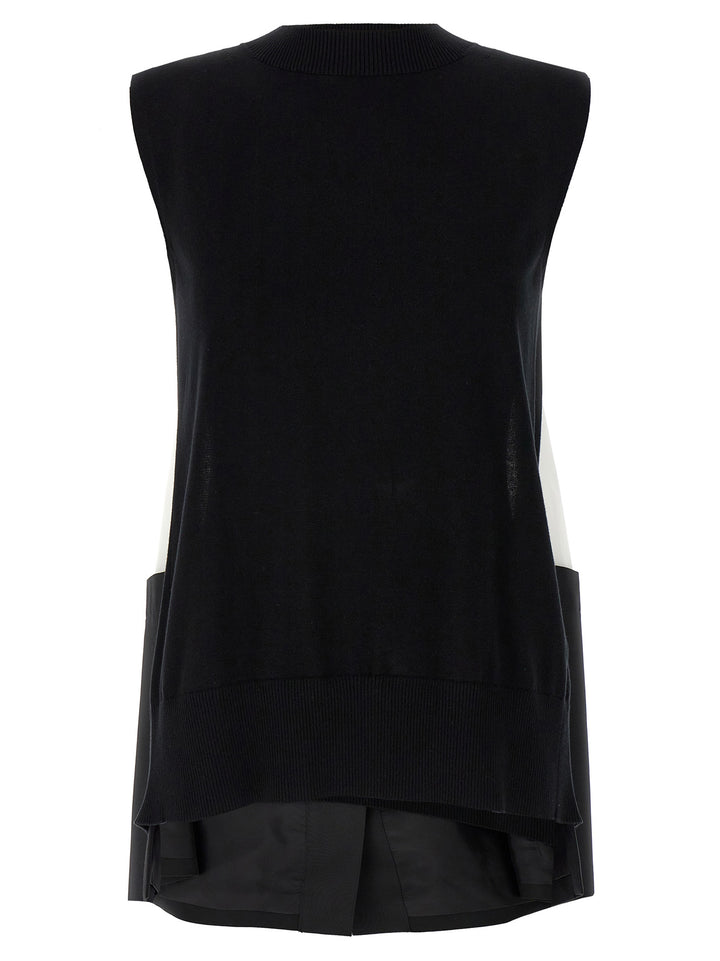 Sacai Patchwork Vest Gilet - Bianco/Nero | 40beaf6e061733712d61ff357649acf2b1e1d082