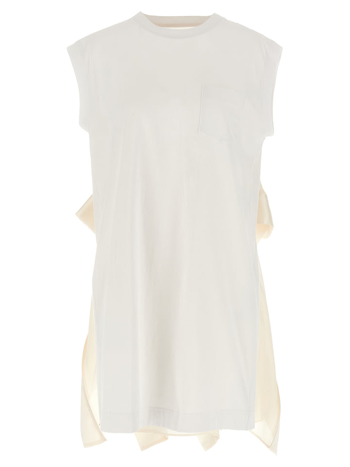 Sacai Pleated T-Shirt Abiti - Bianco | 108ec6bdcc4b03e727cc31b65090aef58a6194ae