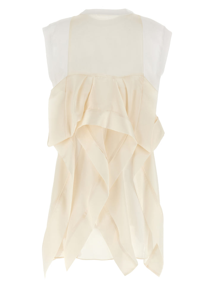 Sacai Pleated T-Shirt Abiti - Bianco | 275fbe7bd36dcf307c0b3c240a277141d621e25a