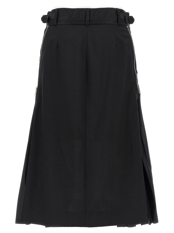 Sacai Cargo Mix Gonne - Nero | 26bc2a4ac6269a7296983cadf6444e5025630f65