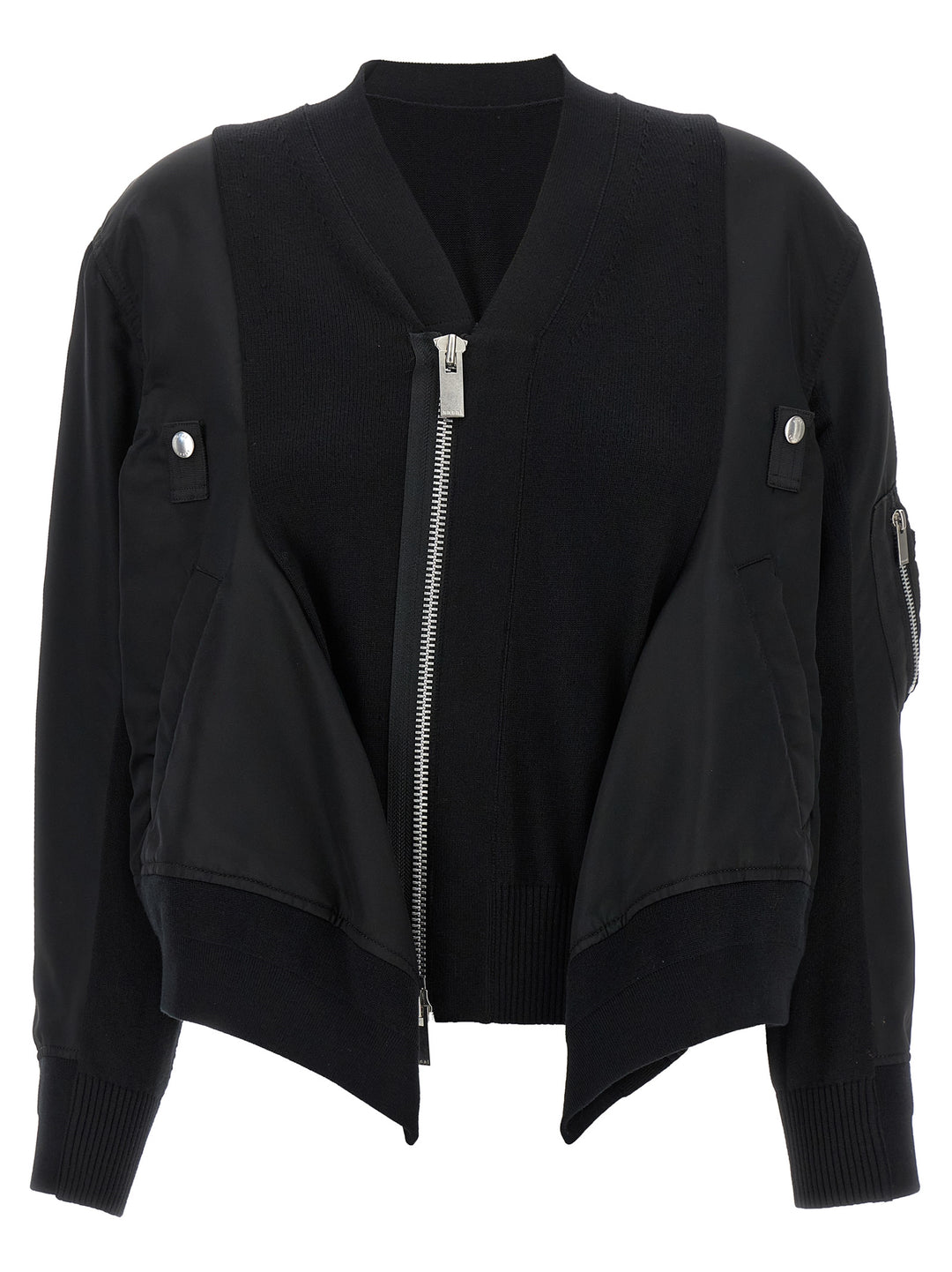 Sacai Nylon Insert Cardigan Maglioni - Nero | b36ec09ab2a253f873e732f6fca9a9841954c40f