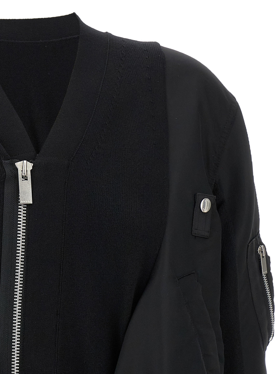 Sacai Nylon Insert Cardigan Maglioni - Nero | 6191fdf68c4b2187f148817d396ad1809a15630f