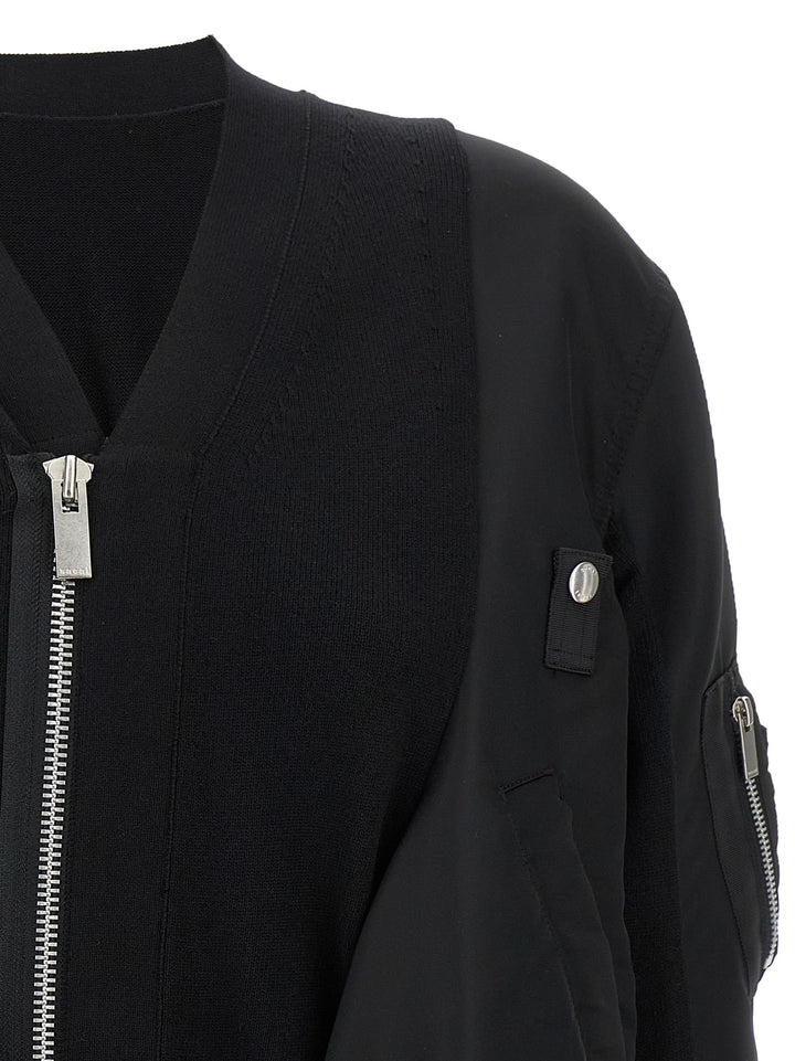 Sacai Nylon Insert Cardigan Maglioni - Nero | 6191fdf68c4b2187f148817d396ad1809a15630f