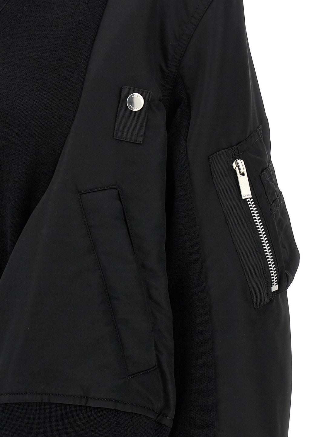 Sacai Nylon Insert Cardigan Maglioni - Nero | 3bf06d1b8d16880b6f431ef1a5c72a9b5d0e7f92