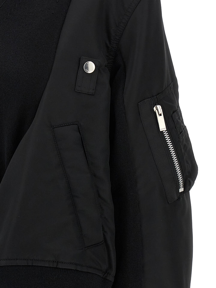 Sacai Nylon Insert Cardigan Maglioni - Nero | 3bf06d1b8d16880b6f431ef1a5c72a9b5d0e7f92