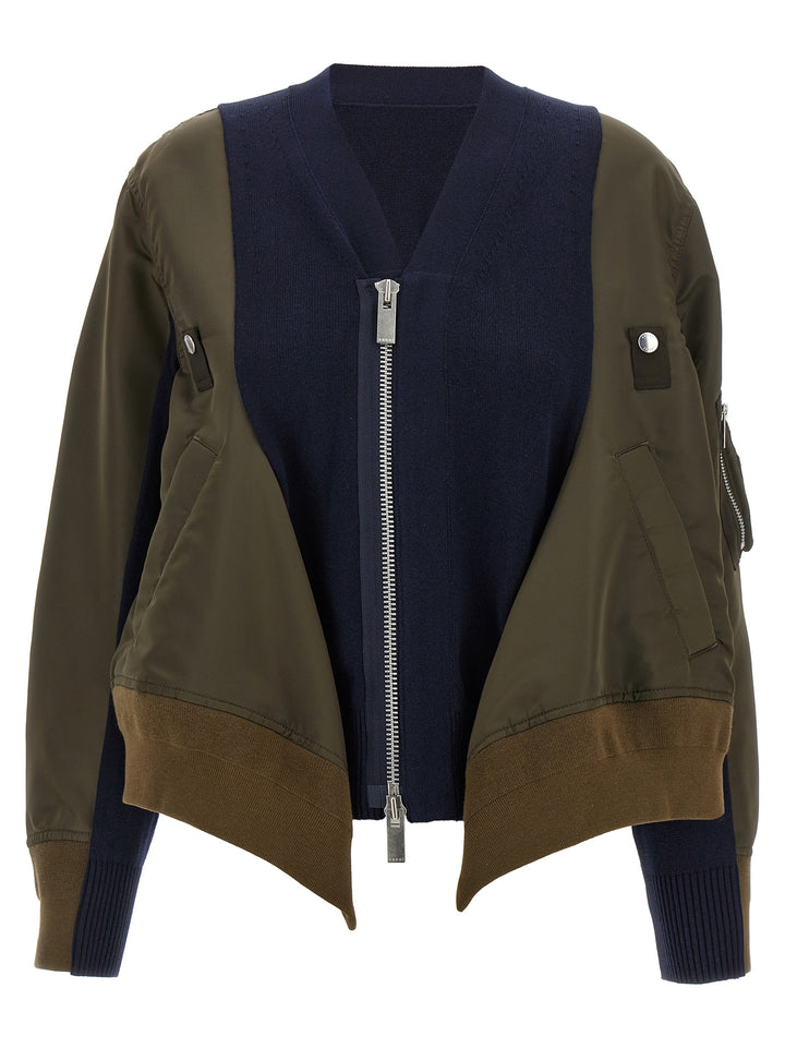 Sacai Nylon Insert Cardigan Maglioni - Multicolor | d53f0ebed52a4eee9ae77362f7802b18203c349e