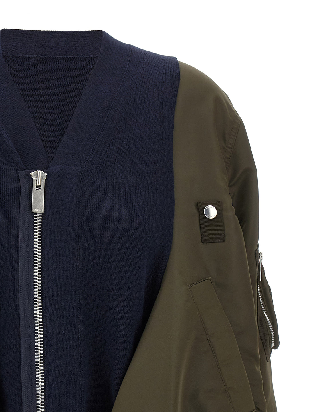 Sacai Nylon Insert Cardigan Maglioni - Multicolor | 70431bcae743fbf624f8fb055c9ca12562b02e9d