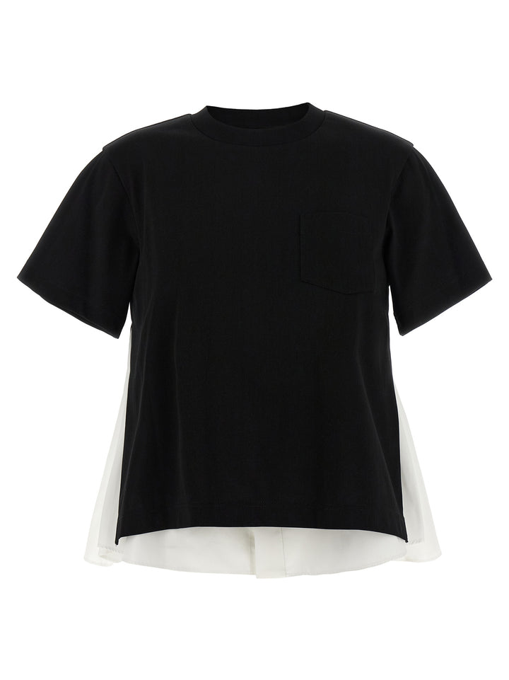 Sacai Double Layer T shirt - Bianco/Nero | f98a2600fc6101f86d922a6ea028b37676f58189