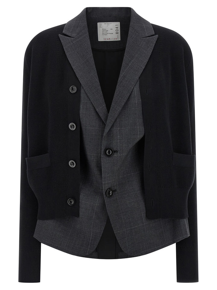 Sacai Double Layer Cardigan BlazerS - Nero | cce6d35a0f0165ff7e159be4af147b19908d9542