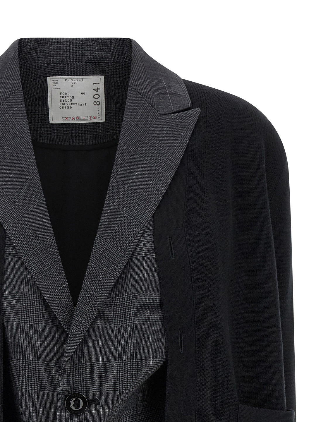 Sacai Double Layer Cardigan BlazerS - Nero | ee785068aa7b67749d117da258503e530b8e4475