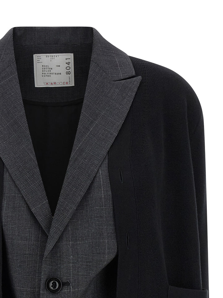 Sacai Double Layer Cardigan BlazerS - Nero | ee785068aa7b67749d117da258503e530b8e4475