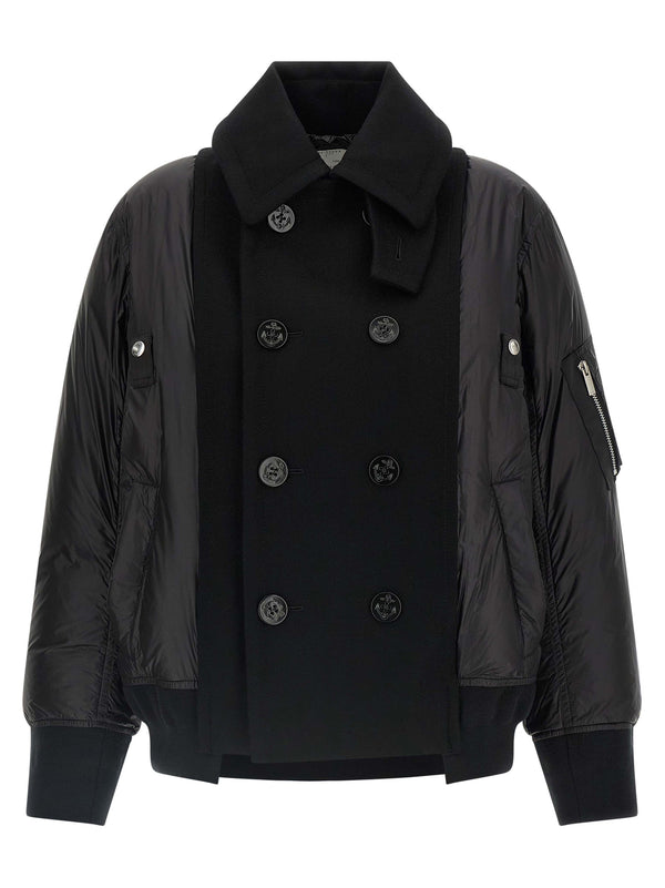 Wool Insert Bomber Jacket Puffer Jackets Nero