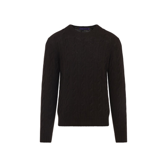 Dark Brown Cable Cashmere Pullover