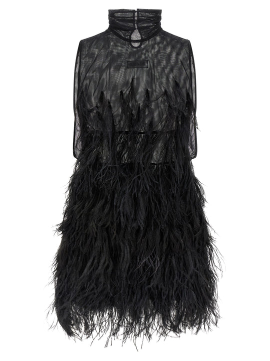 Ostrich Feather Dress Abiti Nero