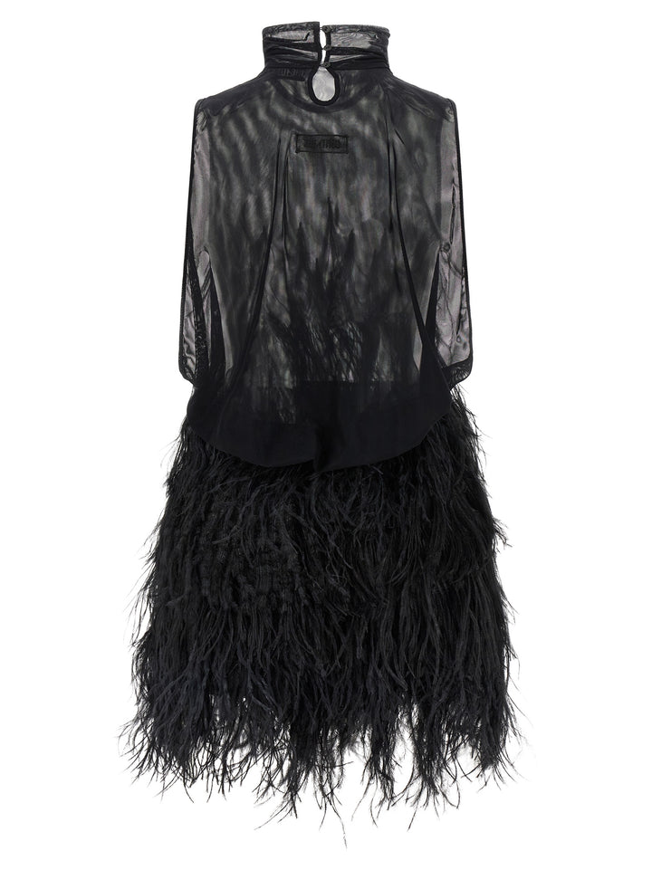 The Attico Ostrich Feather Dress Abiti - Nero | 4b38449d84a4f5a515919676a4960c3c194513bb