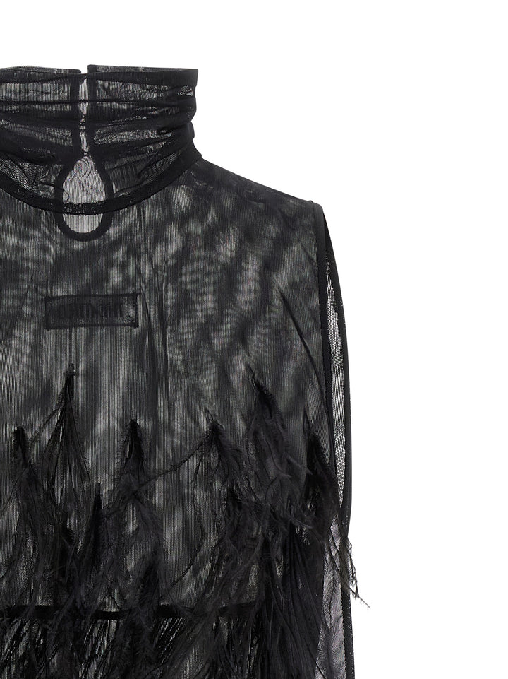 The Attico Ostrich Feather Dress Abiti - Nero | 114a96ac40d6473225668a978003620d90536973