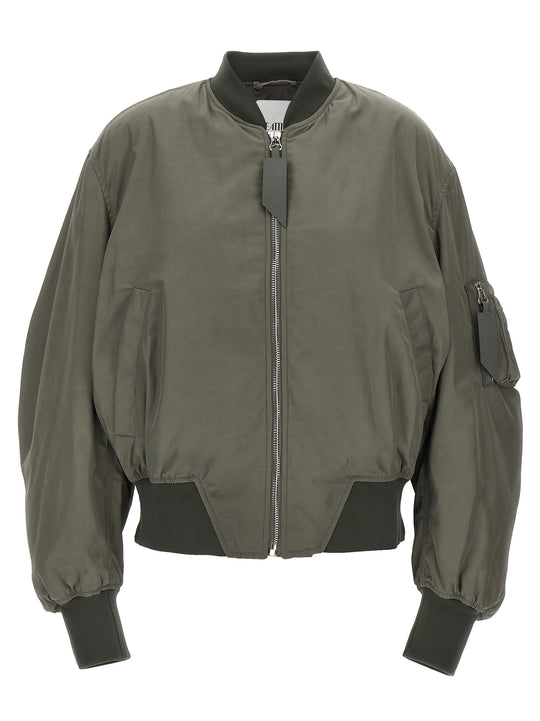 Nylon Bomber Jacket Puffer Jackets Verde