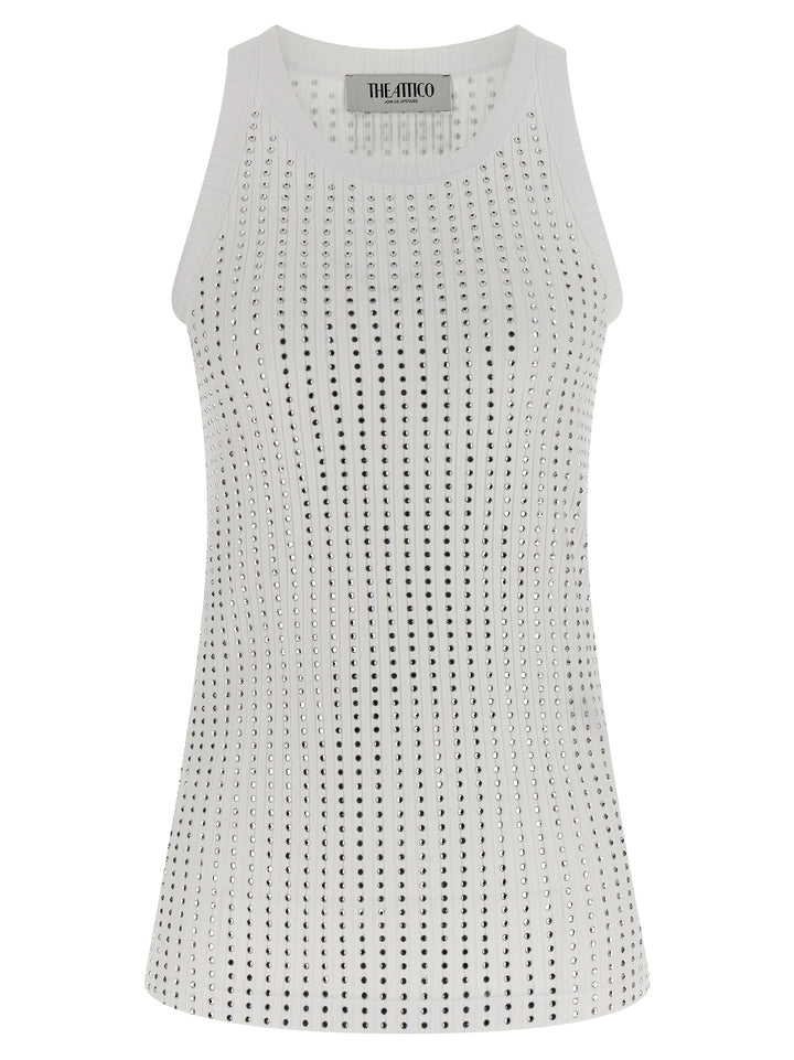 The Attico Rhinestone Tank Top Top - Bianco | b8406dfc1c048c39c355f9e24c48fed11702f0ca