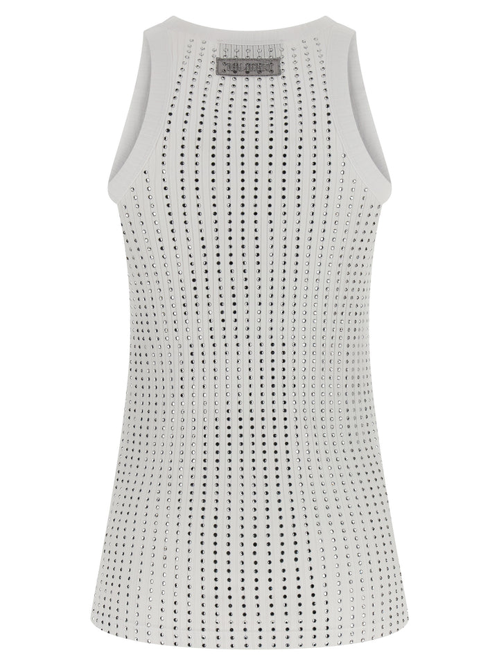 The Attico Rhinestone Tank Top Top - Bianco | 62dcaff0e9951148ba78c65ba2e215c4959e4c2d