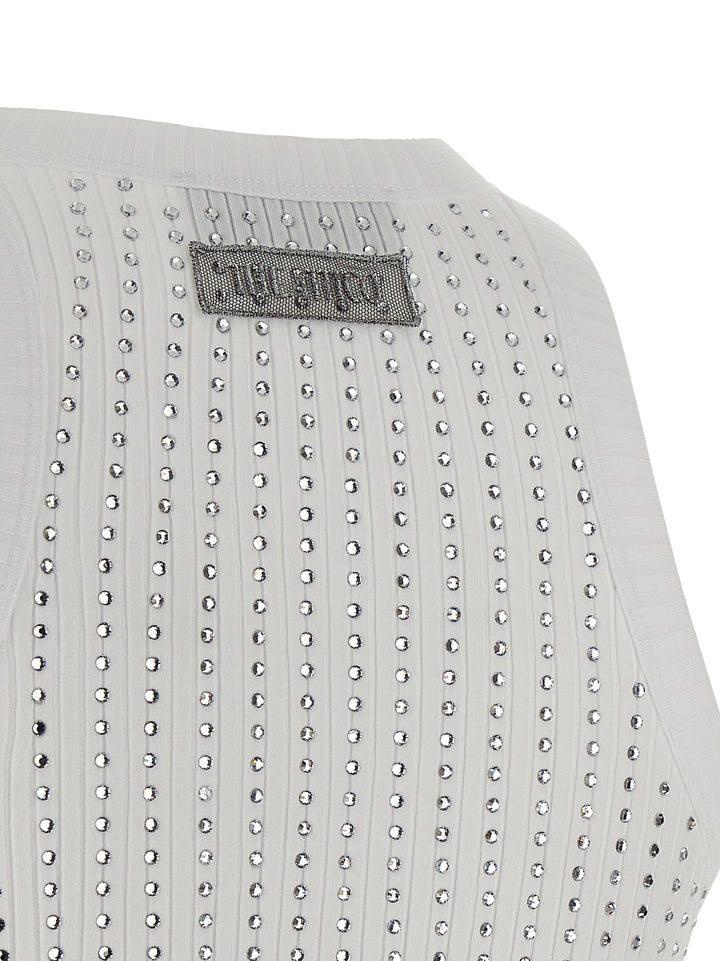 The Attico Rhinestone Tank Top Top - Bianco | 7c2b377092f7d8223c2554040e9ac22a6f619774