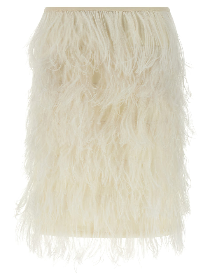 The Attico Ostrich Feather Skirt Gonne - Bianco | 93d0af973ecaf18107a0718008a0423e2d9a2df4