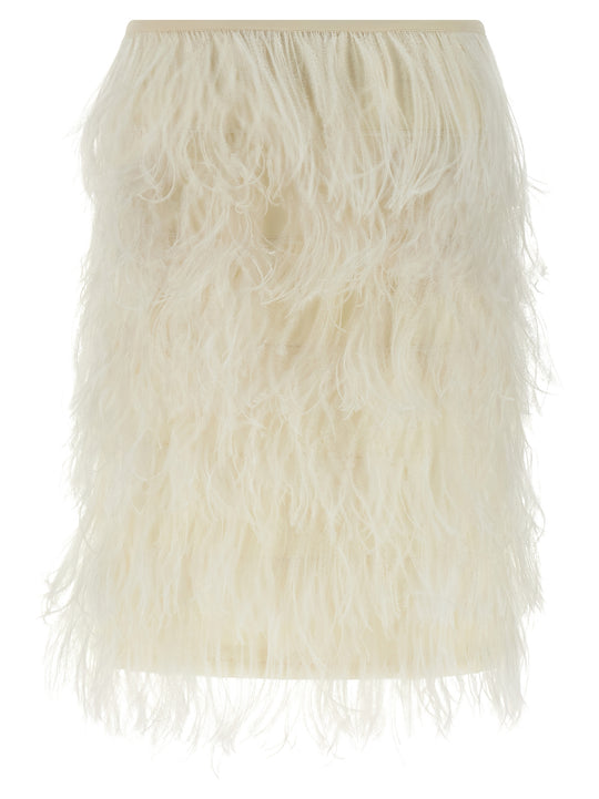 Ostrich Feather Skirt Gonne Bianco