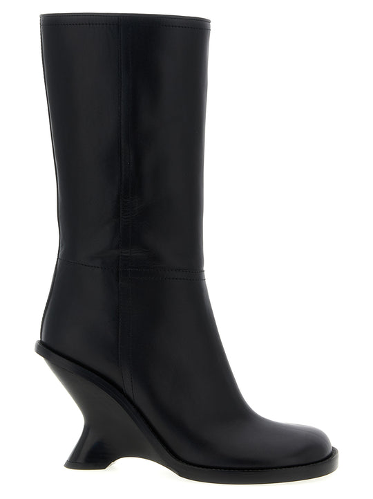 Curved Wedge Heel Boots Stivali E Stivaletti Nero