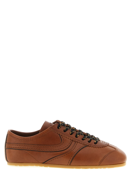 Leather Sneakers Marrone