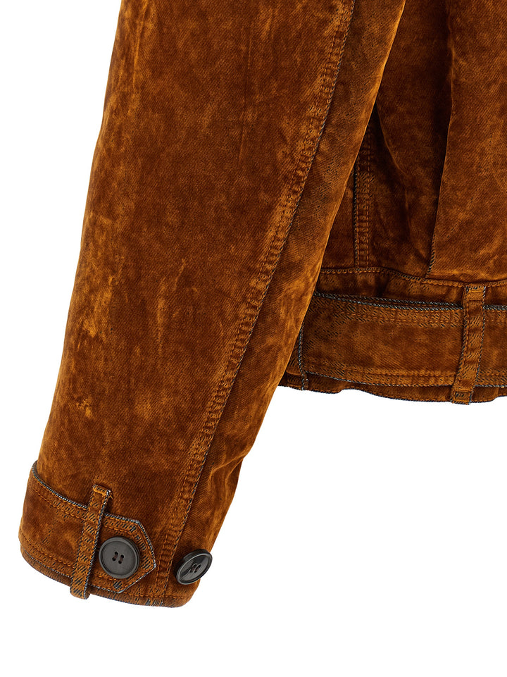 Dries Van Noten  Velvet Biker Jacket Puffer Jackets - Marrone | 0afba5e55bd13555dc8a07899d07126d111870e1