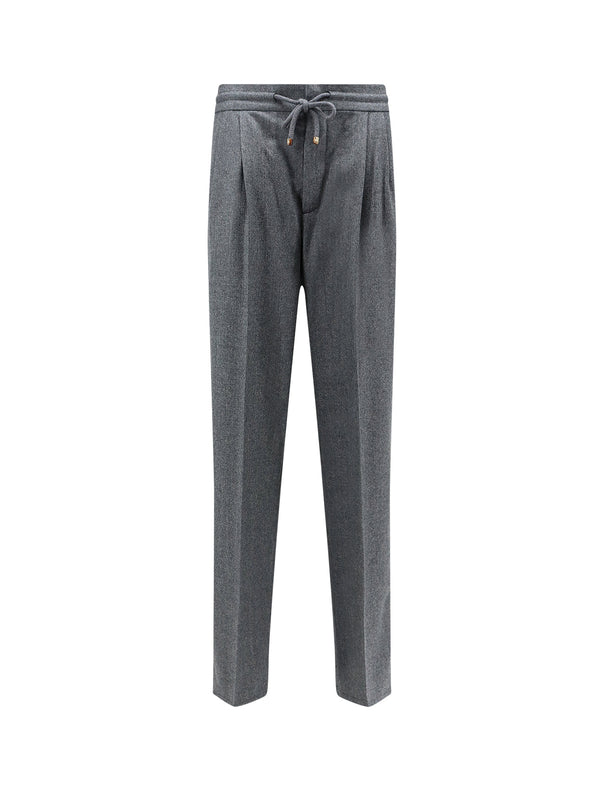 Virgin Wool Trousers With Adjustable Drawstring