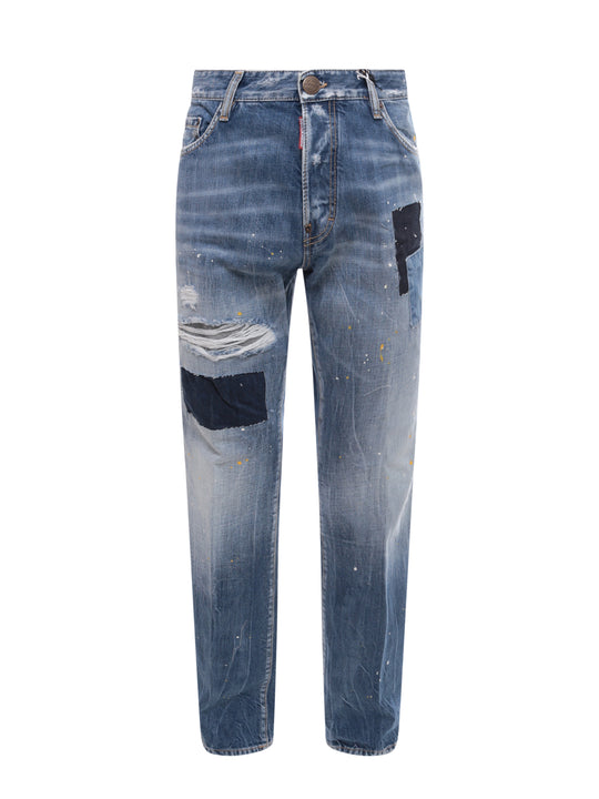Denim Jeans With Ripped Effect