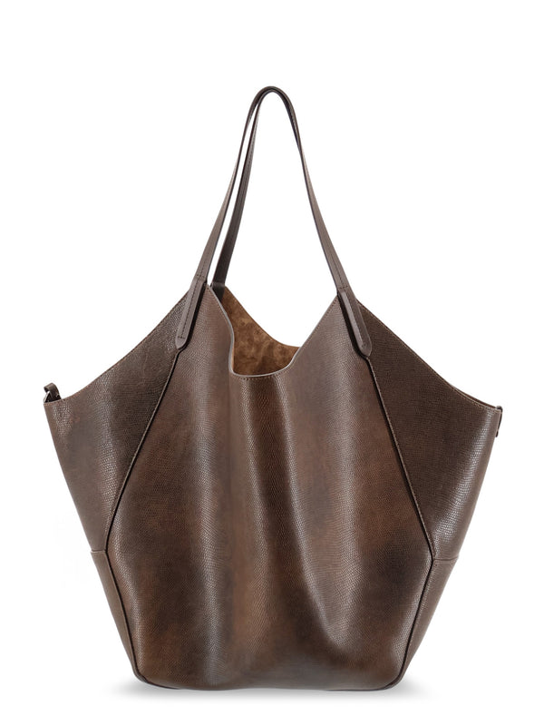 Leather Shopping Bag With Side Monili Detail