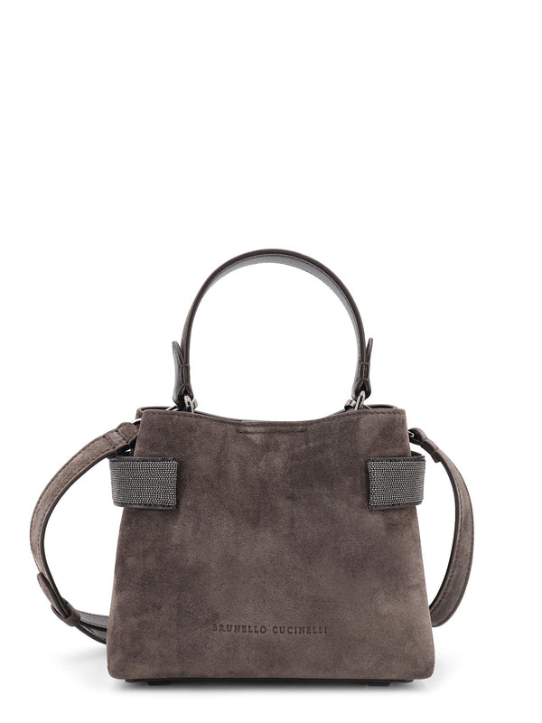 Suede Crossbody Bag With Monili Detail
