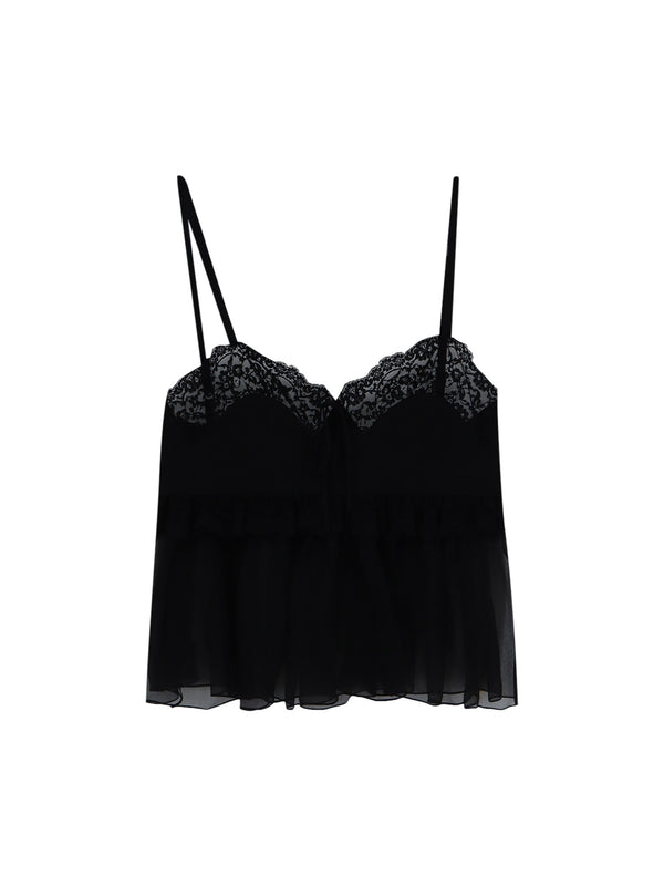Silk Top With Lace Profiles