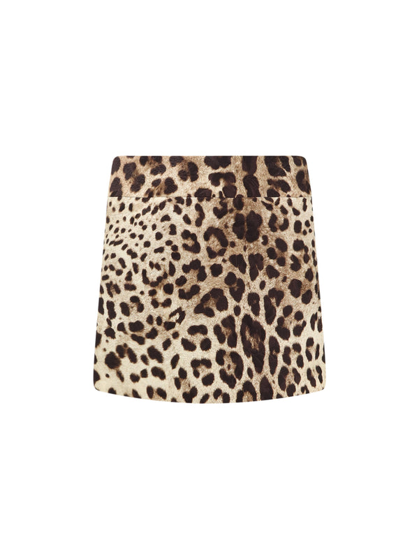 Cotton, Silk And Viscose Mini Skirt With Animal Motif