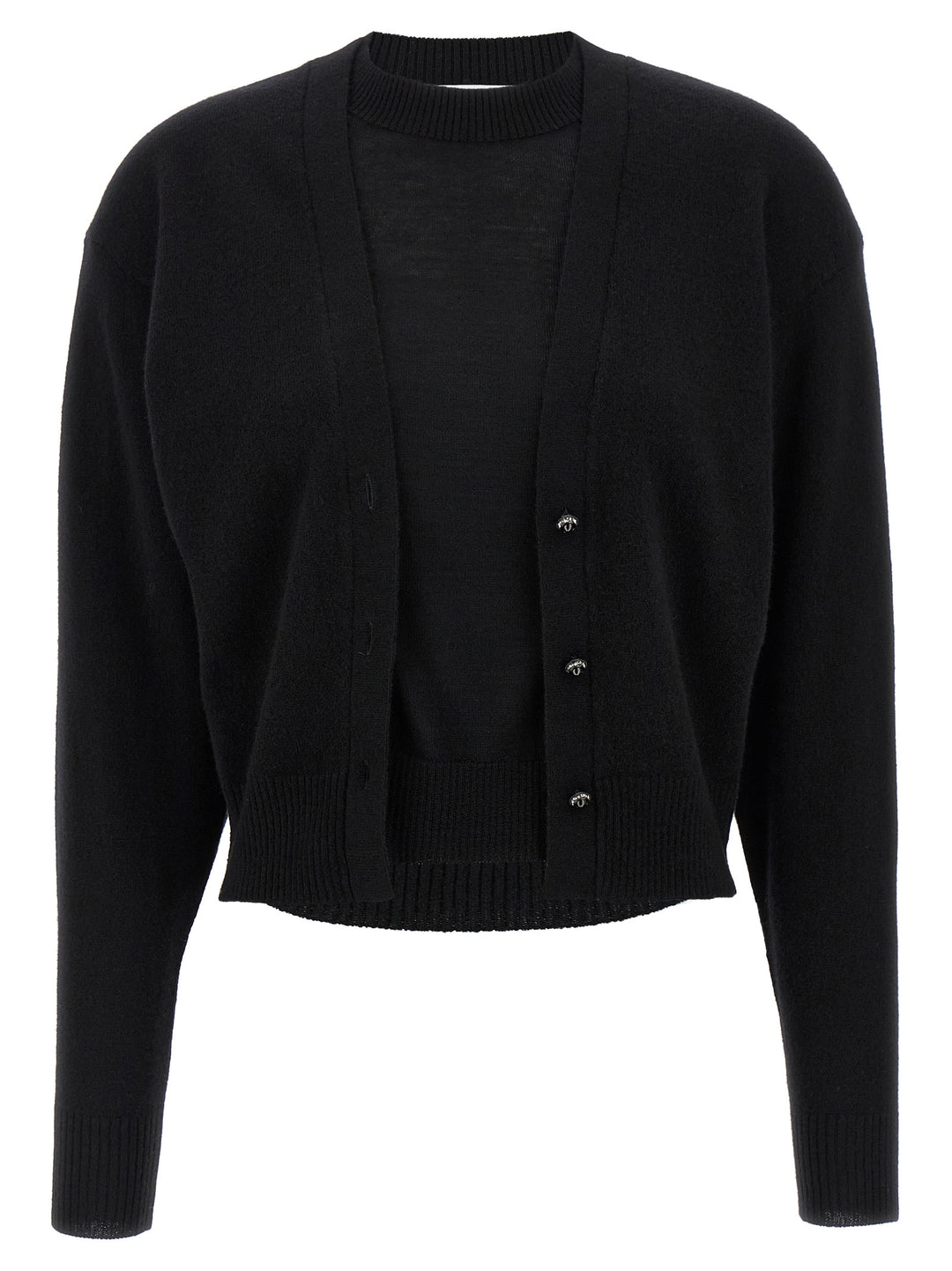 Paco Rabanne Trompe L'oeil Cardigan Sweater Maglioni - Nero | 2f76f5af2554b84c25c1e3325657f6763e65312b