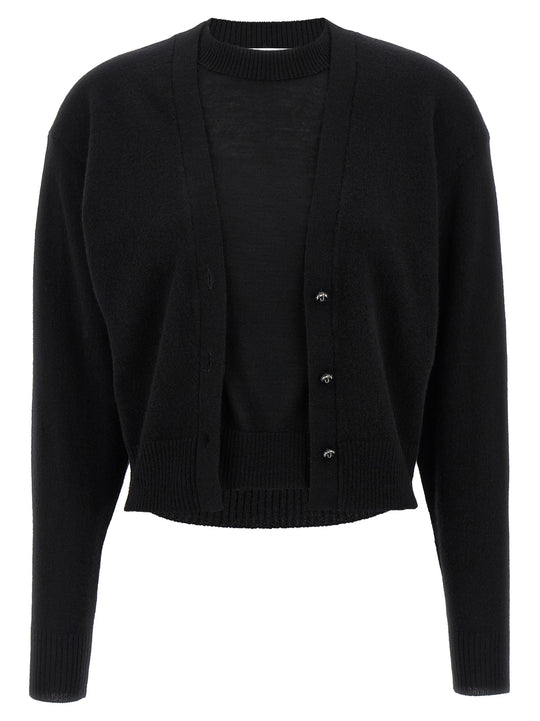 Trompe L'Oeil Cardigan Sweater Maglioni Nero