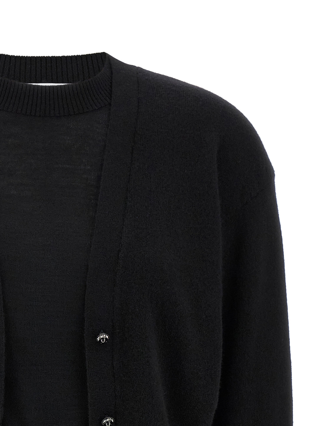 Paco Rabanne Trompe L'oeil Cardigan Sweater Maglioni - Nero | fc5116bbf2618e9782ef83e8eb28ba201f16e7f0