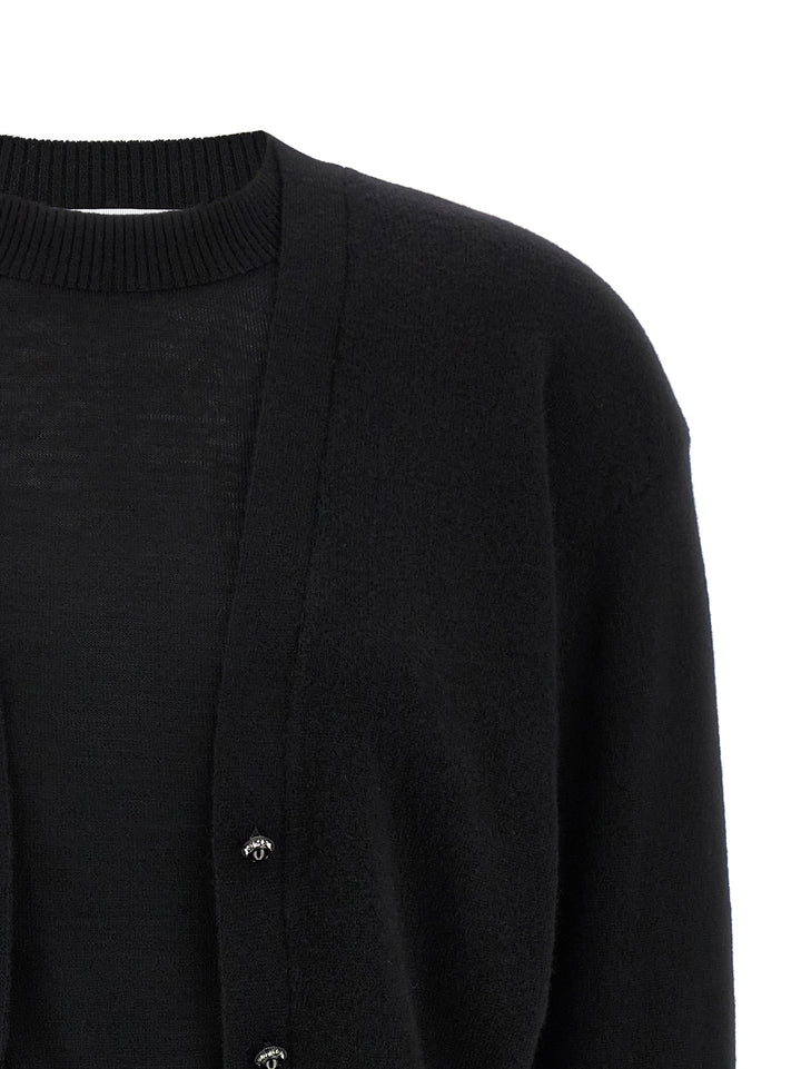 Paco Rabanne Trompe L'oeil Cardigan Sweater Maglioni - Nero | fc5116bbf2618e9782ef83e8eb28ba201f16e7f0