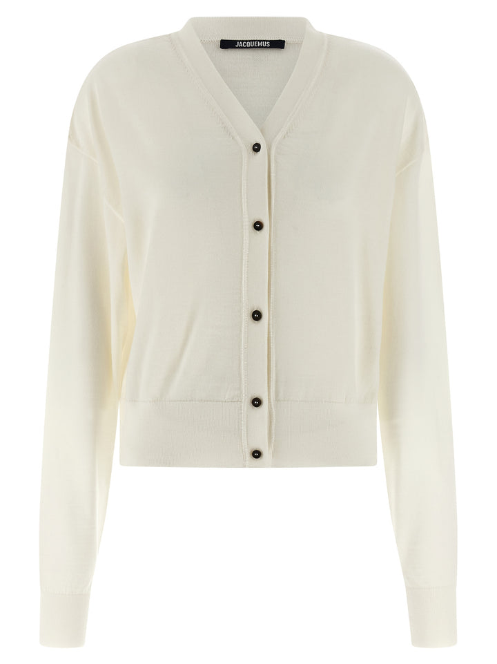 Jacquemus Le Cardigan Brodé Maglioni - Bianco | 6546443445b3255d604417c9d3dfb479a16b898a