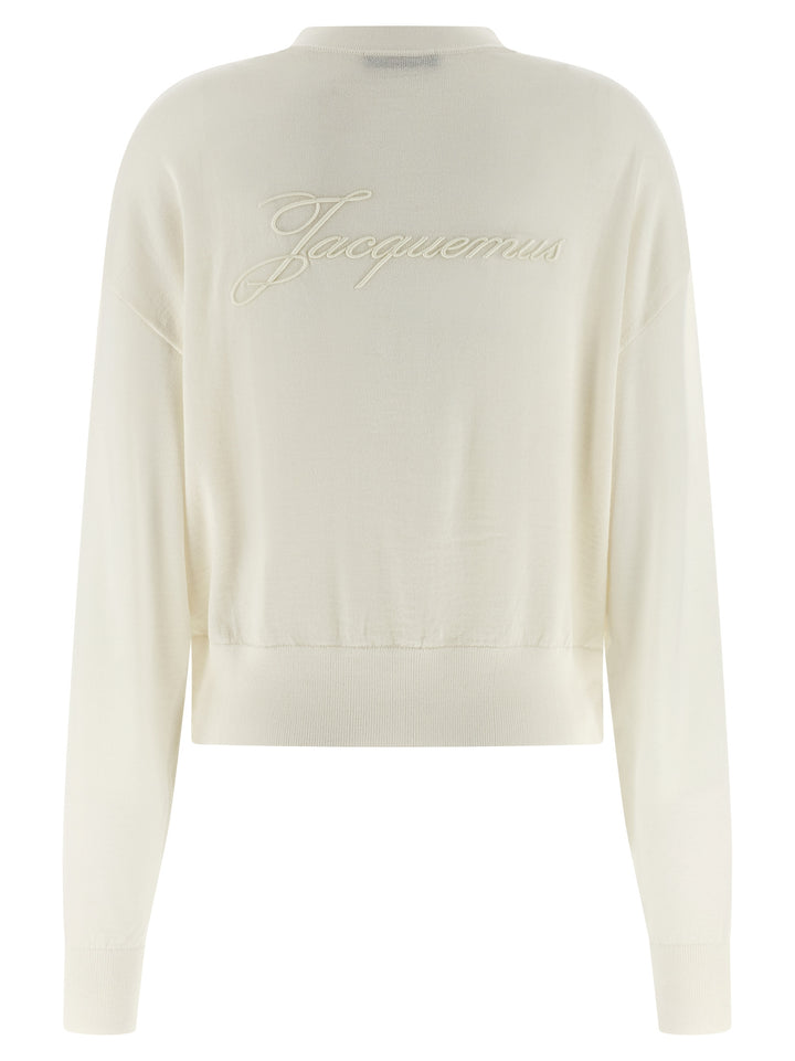 Jacquemus Le Cardigan Brodé Maglioni - Bianco | 8ba82df21935fdd7f544b62af6da8b01b20059a5