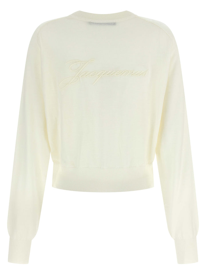 Jacquemus Le Sweater Brodé Maglioni - Bianco | 469459b40b247944e13ef1755e73ae8db56eb769