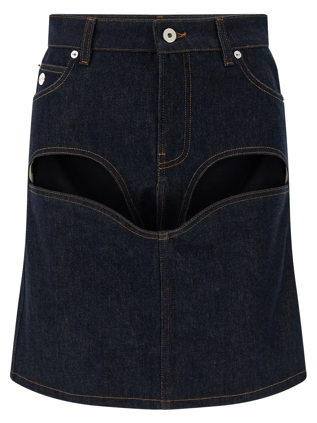 Jean Paul Gaultier Denim Mini Skirt With Cuts And Turn Up Gonne - Blu | 2477cb37dda63c48d37ff81b27c98d6fe2c544ef