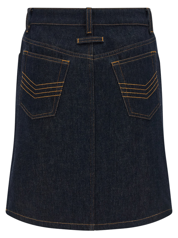 Jean Paul Gaultier Denim Mini Skirt With Cuts And Turn Up Gonne - Blu | a9a3c6302a8eb97c19aefc5d063593a46f0fab14