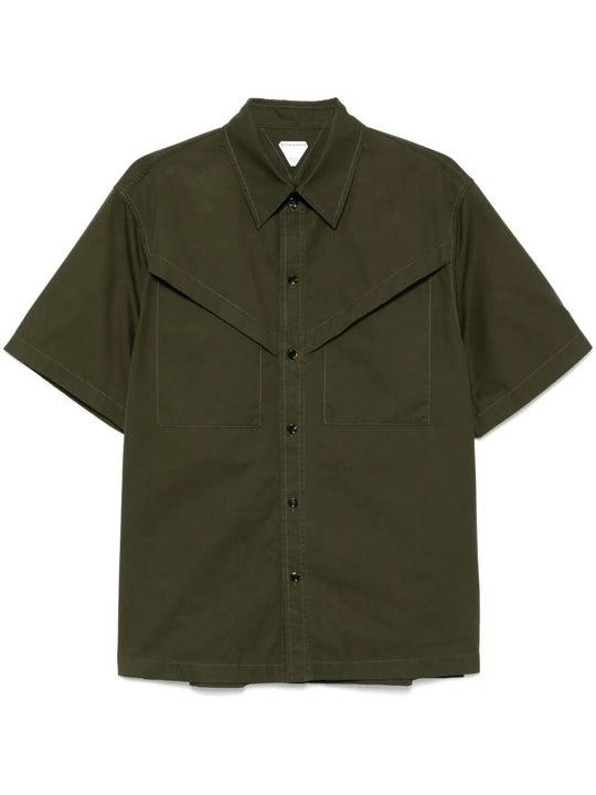 Camicia A Maniche Corte In Twill Di Cotone Leggero