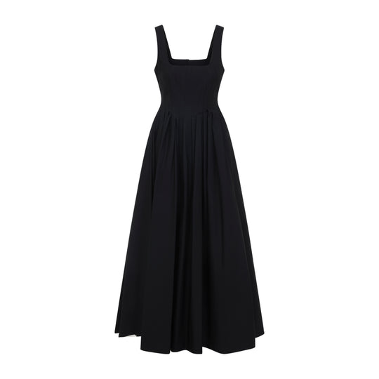 Black Giro Cotton Midi Dress