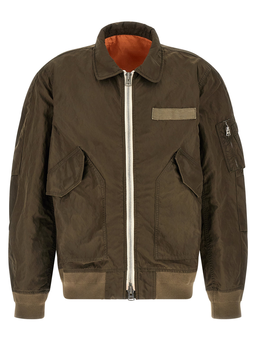 Sacai Crumpled Nylon Jacket Puffer Jackets - Verde | 83fc32bac0e4de2efea8b87c031452ac3783990e