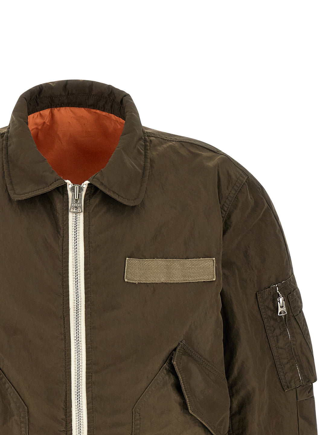 Sacai Crumpled Nylon Jacket Puffer Jackets - Verde | 7b74067a4801013a3d8d7b4920ff990401714e0c